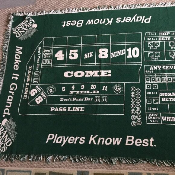 Vintage Grand Casino Craps Table Woven Blanket Throw 67" x 47" - Picture 2 of 3